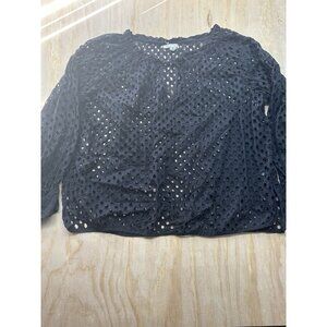 Anthropologie Ne Quittez Pas Eyelet Top Sz M Black Beachy Resort Whimsical Goth